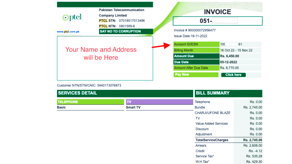 Ptcl Bill Details